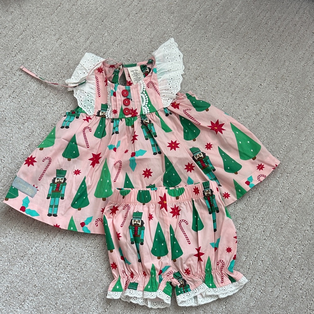 Eleanor Rose Nutcracker Festive Pink and Green Baby Outfit